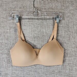 Knix WingWoman Contour Bra Wireless Beige Womens 34B Back Smoothing Nice!